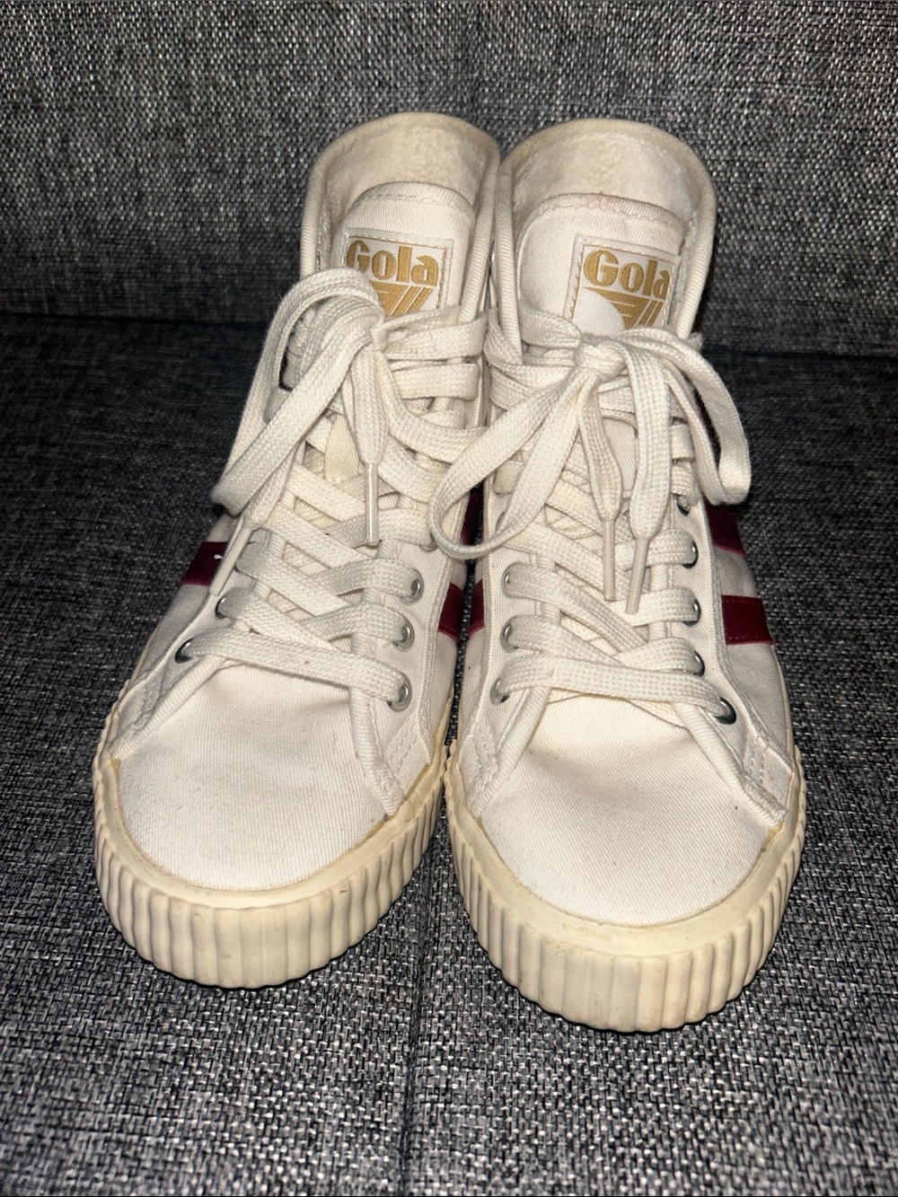 Gola High-Top Sneakers in White with Red Accents - Picture 3 of 8